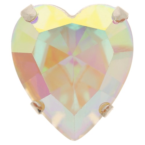 Cristal serti Aurora Coeur A4831 Antique Heart 15.5x14 mm - Rhodié - Crystal AB x1
