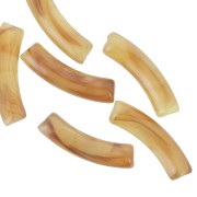 Perles tube incurvé en acrylique transparente 32x8 mm - Marbré Marron clair x6|raw }}