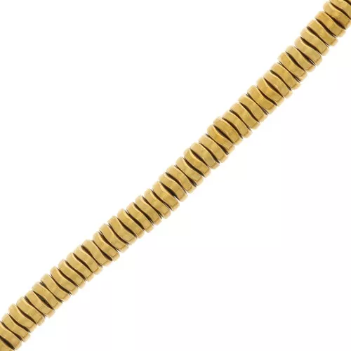 Perles rondelles Heishi ondulées - wavy - 4x1.3 mm imitation Hématite - Doré x38cm