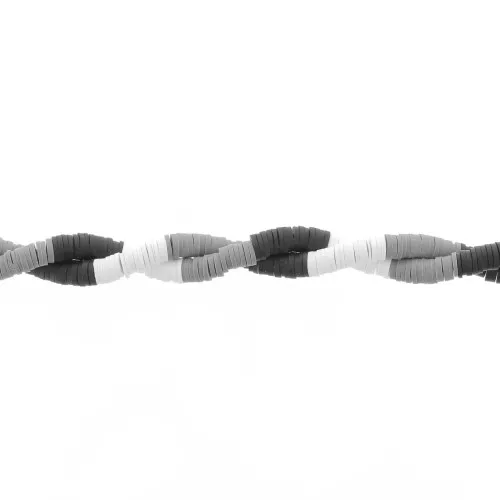 Perles Heishi rondelles en pâte polymère 6x1 mm - Mix n°3 - Noir - Blanc x39cm