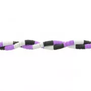 Perles rondelles Heishi en pâte polymère 6x1 mm - Mix n°5 - Noir - Violet x39cm