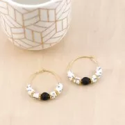 Perles Heishi rondelles  en pâte polymère 6x1 mm - Mix n°5 - Noir - Violet x39cm