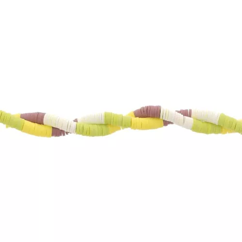 Perles Heishi rondelles en pâte polymère 6x1 mm - Mix n°6 - Vert - Marron x39cm