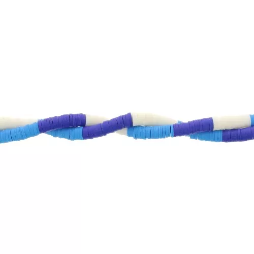 Perles Heishi rondelles en pâte polymère 6x1mm Mix n°10 - Multi bleu - Blanc x39cm