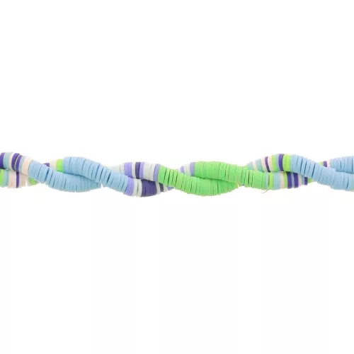 Perles Heishi rondelles  en pâte polymère 6x1mm - Mix n°18 - Vert - Bleu x39cm
