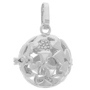 Pendentif bola de grossesse motif coeur 22 mm pour boule de18 mm - Rhodié x1|raw }}