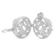 Pendentif bola de grossesse motif coeur 22 mm pour boule de18 mm - Rhodié x1