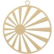 Pendentif rond 28mm motif soleil - pour cabochon 6 mm - Acier inoxydable 316L Doré