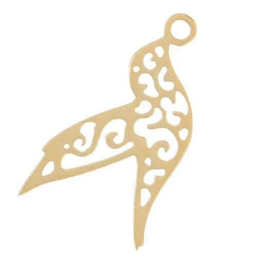 Breloque colibri ajouré 14.5x8 mm - Acier inoxydable 316L Doré x1