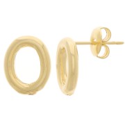 Boucles d'oreilles ovale évidé 12.5x10 mm - Doré à l'or fin x2|raw }}