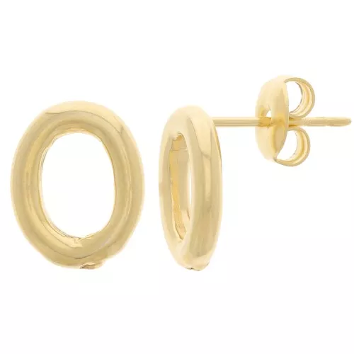 Boucles d'oreilles ovale évidé 12.5x10 mm - Doré à l'or fin x2