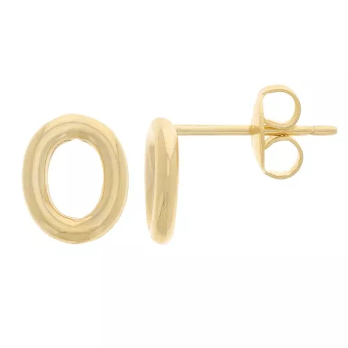 Boucles d'oreilles ovale évidé 9.5x8 mm - Doré à l'or fin x2