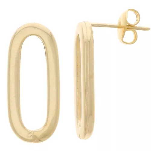 Boucles d'oreilles ovale évidé 22x10 mm - Doré à l'or fin x2