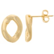 Boucles d'oreilles maillon ovale torsadé 15x12 mm - Doré à l'or fin x2|raw }}
