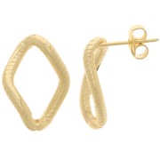 Boucles d'oreilles maillon ovale torsadé strié 20x14 mm - Doré à l'or fin x2|raw }}
