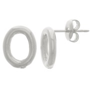 Boucles d'oreilles ovale évidé 12.5x10 mm - Rhodié x2|raw }}