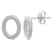 Boucles d'oreilles ovale évidé 12.5x10 mm - Rhodié x2
