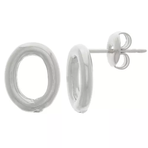 Boucles d'oreilles ovale évidé 12.5x10 mm - Rhodié x2