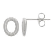 Boucles d'oreilles ovale évidé 9.5x8 mm - Rhodié x2|raw }}
