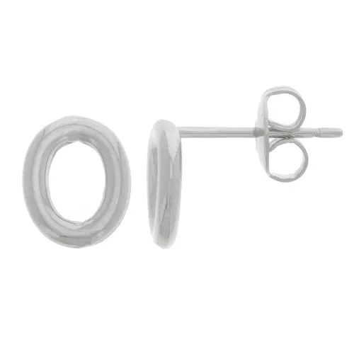 Boucles d'oreilles ovale évidé 9.5x8 mm - Rhodié x2