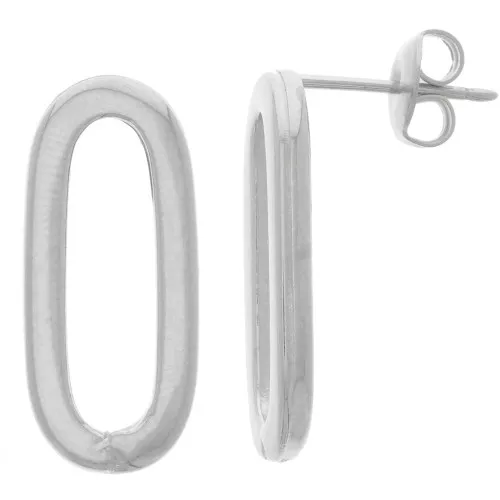 Boucles d'oreilles ovale évidé 22x10 mm - Rhodié x2