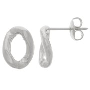 Boucles d'oreilles maillon ovale torsadé 13x9.5 mm - Rhodié x2|raw }}