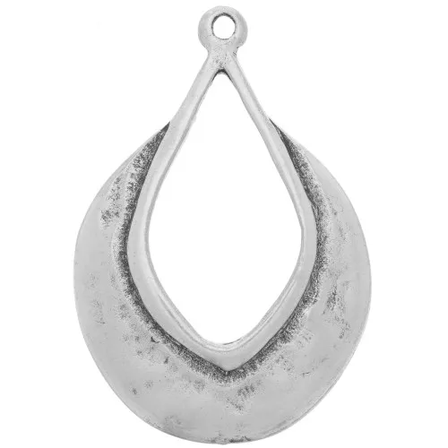 Pendentif goutte ethnique 42x29 mm - Argenté vieilli x1