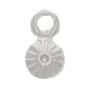 Mini breloques rondes striées 6 mm - Rhodié x4