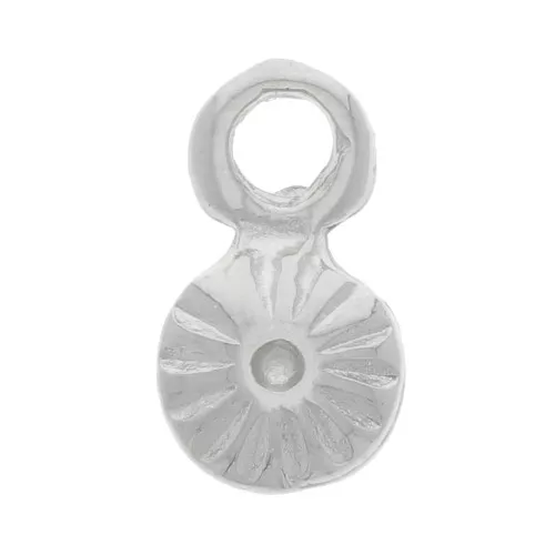 Mini breloques rondes striées 6 mm - Rhodié x4