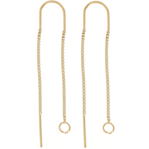 Chaines d'oreilles maille Vénitienne traversantes 38+43 mm Acier inox 304 Doré x20