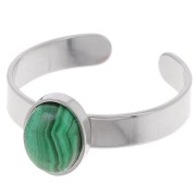 Bague fine réglable pour cabochon fond plat 8x6 mm - Acier inoxydable 304 x1