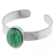 Bague fine réglable pour cabochon fond plat 8x6 mm - Acier inoxydable 304 x1