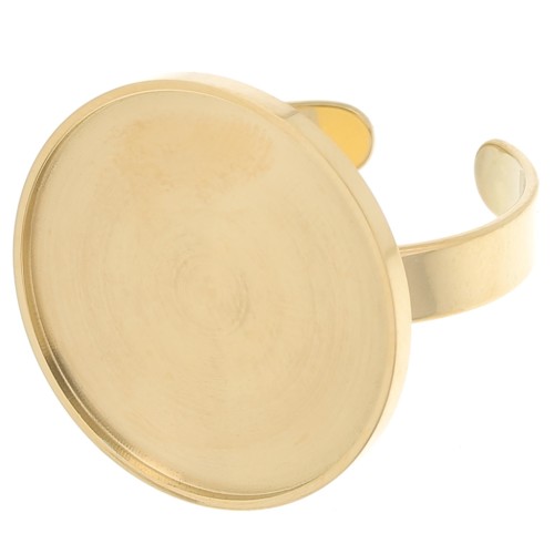 Bague fine réglable pour cabochon fond plat 20 mm - Acier inoxydable 304 Doré x1