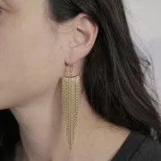 Crochets d'oreilles 17 mm avec anneau ouvert - Acier inoxydable 304 Doré x2