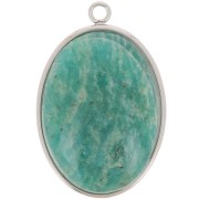 Pendentif ovale pour cabochon fond plat 25x18 mm - Acier inoxydable 304 x1