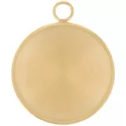 Pendentif rond pour cabochon fond plat 20 mm - Acier inoxydable 304 Doré x1