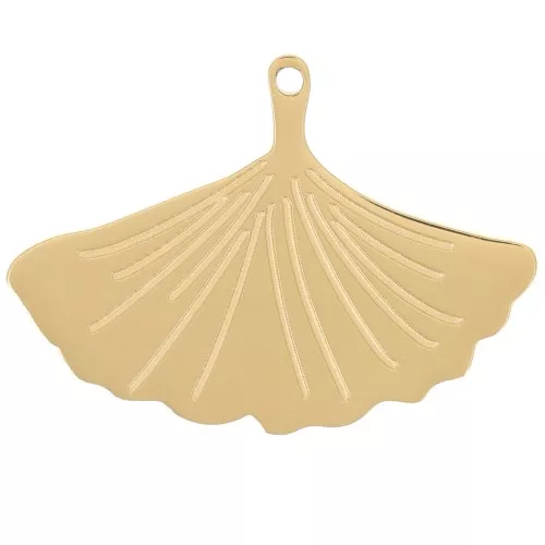 Breloque feuille de Ginkgo 16x22 mm - Acier inoxydable 316L Doré x1