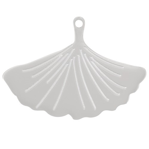 Breloque feuille de Ginkgo 16x22 mm - Acier inoxydable 316L x1