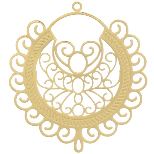 Pendentif effet filigrané 41 mm - motif oriental - Acier inoxydable 316L Doré x1