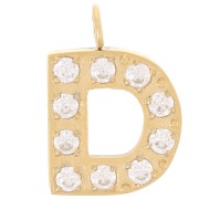 Breloque lettre alphabet 13 mm & oxydes de Zirconium - D - Acier inox 316L Doré x1|raw }}
