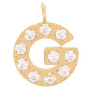 Breloque lettre alphabet 13 mm & oxydes de Zirconium - G - Acier inox 316L Doré x1|raw }}
