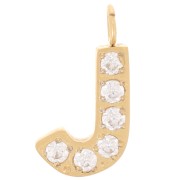 Breloque lettre alphabet 13 mm & oxydes de Zirconium - J - Acier inox 316L Doré x1|raw }}