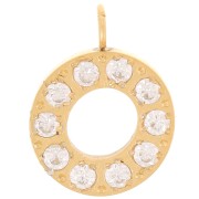 Breloque lettre alphabet 13 mm & oxydes de Zirconium - O - Acier inox 316L Doré x1|raw }}