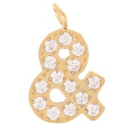 Breloque symbole esperluette 13mm - oxydes de Zirconium - & - Acier inox 316L Doré|raw }}