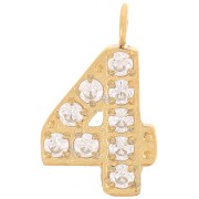 Breloque chiffre 13 mm et oxydes de Zirconium - 4 - Acier inoxydable 316L Doré x1|raw }}