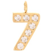 Breloque chiffre 13 mm et oxydes de Zirconium - 7 - Acier inoxydable 316L Doré x1|raw }}