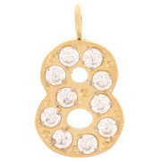 Breloque chiffre 13 mm et oxydes de Zirconium - 8 - Acier inoxydable 316L Doré x1|raw }}