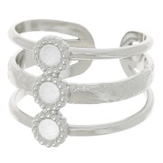 Bague 3 rangs réglable T.51 à T.57 pour cabochons 3 mm - Acier inoxydable 304L x1|raw }}