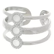 Bague 3 rangs réglable T.51 à T.57 pour cabochons 3 mm - Acier inoxydable 304L x1