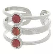 Bague 3 rangs réglable T.51 à T.57 pour cabochons 3 mm - Acier inoxydable 304L x1